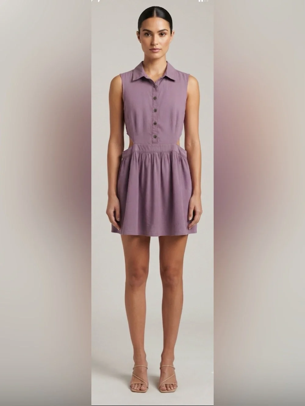 Black Poppy Mauve Cutout Mini Skirt